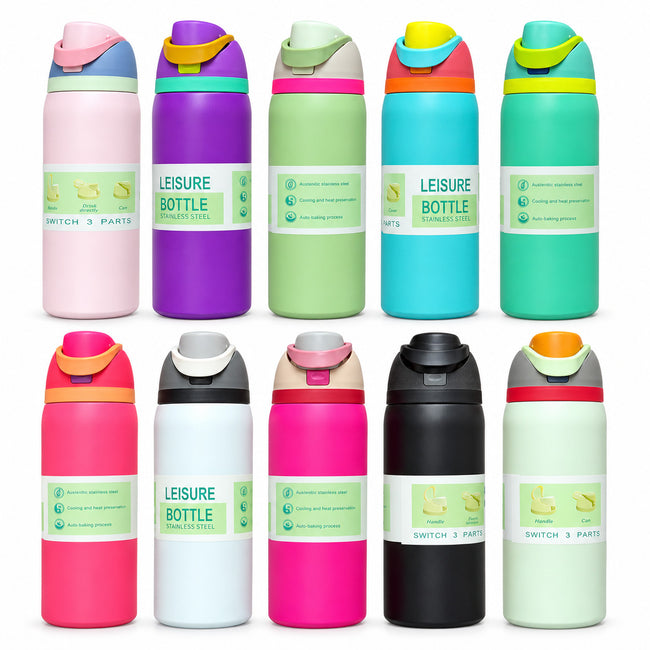 Termo tipo Owala 32 oz con asa y popote