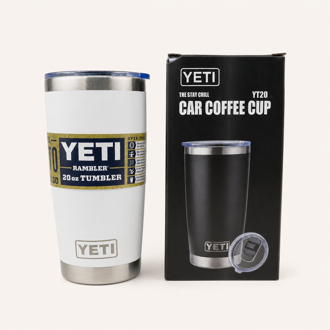 Termo Premium Tipo YETI 20 oz – Blanco y Negro