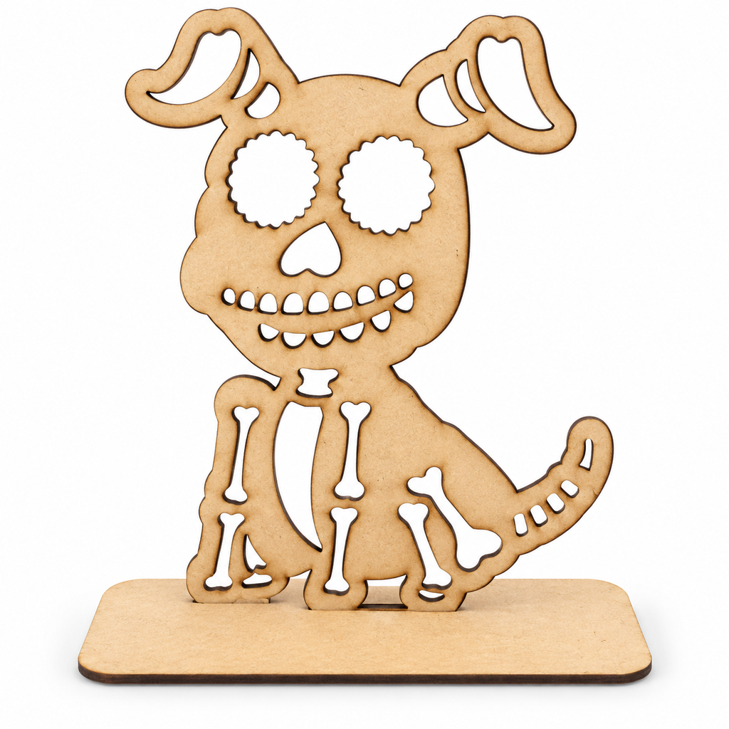 Perro de MDF sin pintar para altar de muertos con base