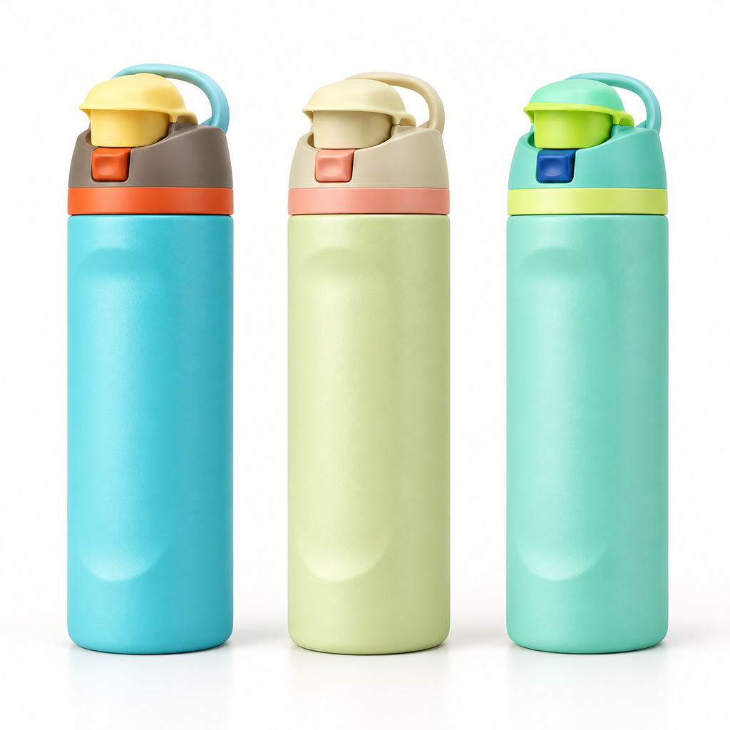 Termo TM04 de 680 ml en turquesa, verde claro y menta