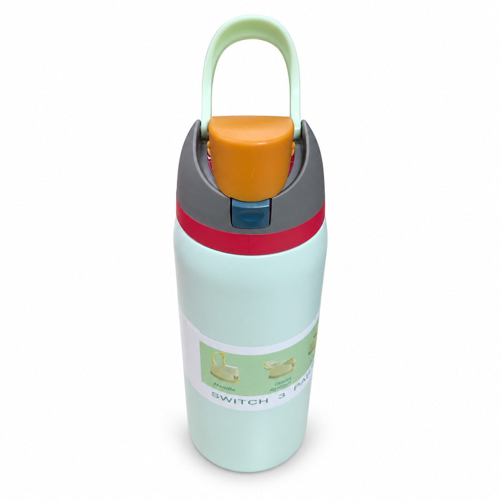 Termo tipo Owala TM29 de 32 oz verde menta con tapa multicolor y asa levantada